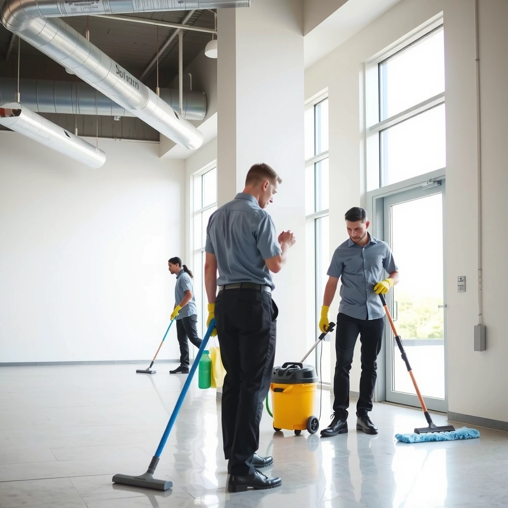 Professional cleaning service team in action